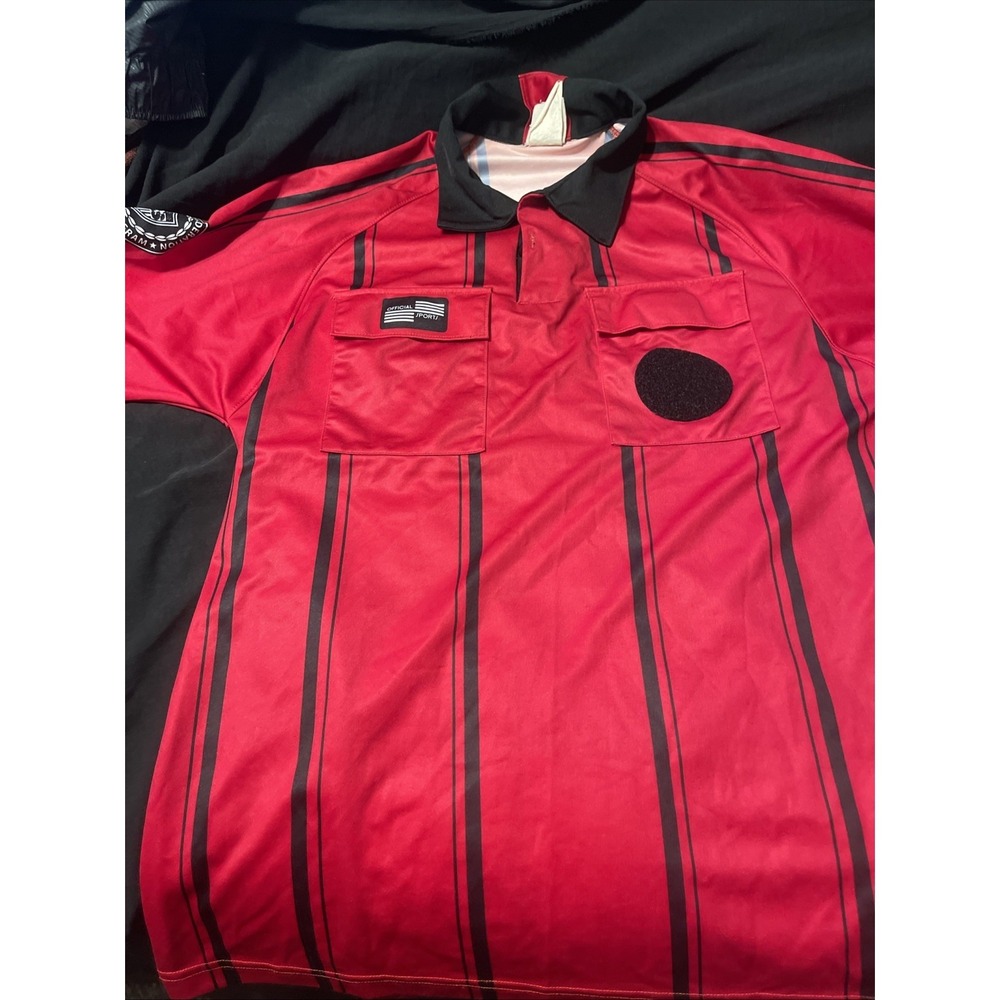 Official Sport Referee Short Sleave Shirt Size Medium Red/Black Short Sleeve